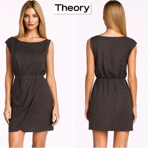 Theory Brienna Morocco Gray Printed Asymmetrical Sheath Above Knee Silk Dress 2